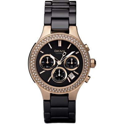 DKNY Watch Chrono Broadway Chrono Black Ceramic Glitz NY4984