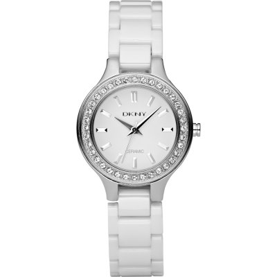 DKNY Watch Time 3 hands Broadway White Ceramic Glitz NY4982