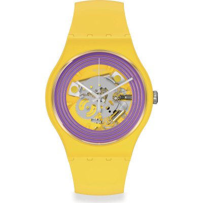 Montre Swatch Originals Large (41mm) SO29J100 Purple Rings Yellow